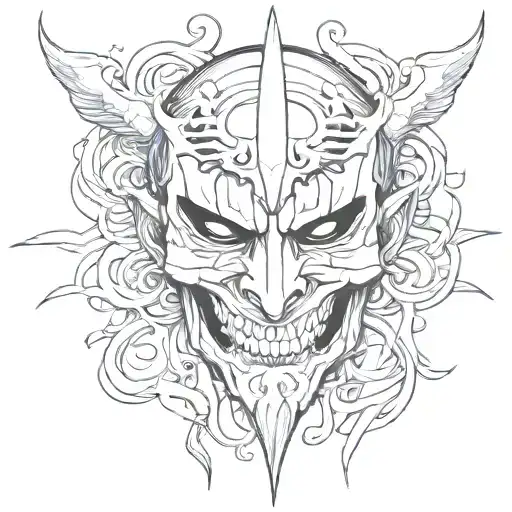 shinigami mask tattoo design idea