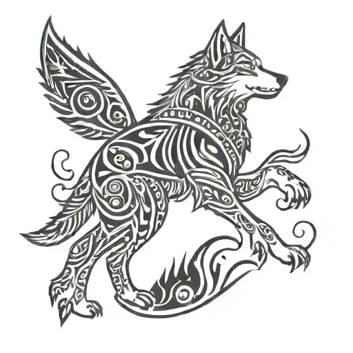 Wolf Nordic mythology tattoo design idea