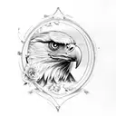 eagle and wild roses and bass fish tattoo design idea