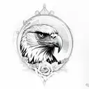 eagle and wild roses and bass fish tattoo design idea