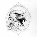 eagle and wild roses and bass fish tattoo design idea