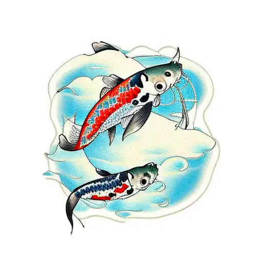 2 Koi Fish in a pond tattoo design idea
