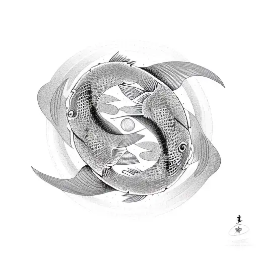 2 Koi Fish circling eachother in a pond tattoo design idea