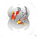 2 Koi Fish circling eachother in a pond tattoo design idea