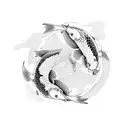 2 Koi Fish circling eachother in a pond tattoo design idea