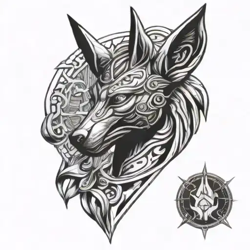 front Anubis libra tattoo design idea
