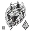 front Anubis libra tattoo design idea