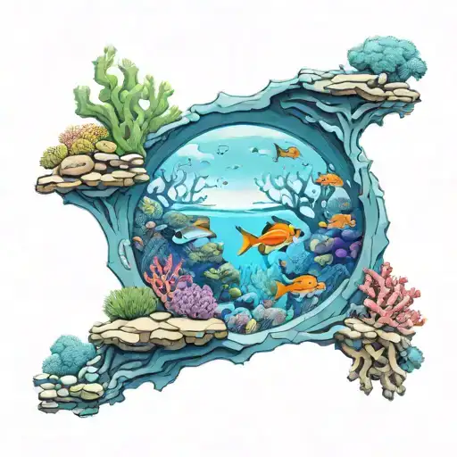 gap opening to coral reef tattoo design idea