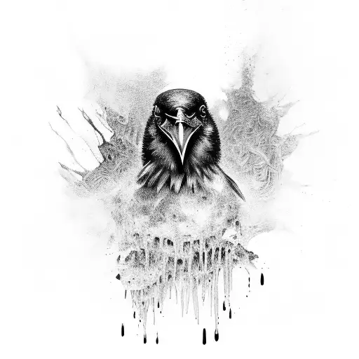 melting blackout raven into inky void tattoo design idea
