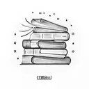 A tattoo of a bookshelf filled with books in various languages, representing your dedication to learning and teaching languages as a linguist and teacher. tattoo design idea