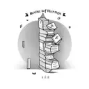 A tattoo of a bookshelf filled with books in various languages, representing your dedication to learning and teaching languages as a linguist and teacher. tattoo design idea