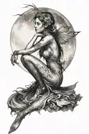 fairy in front of moon tattoo design idea