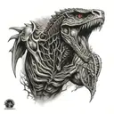 A realistic portrait of a Predator hunting down an alien Xenomorph tattoo design idea