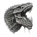 A realistic portrait of a Predator hunting down an alien Xenomorph tattoo design idea