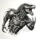 A realistic portrait of a Predator hunting down an alien Xenomorph tattoo design idea