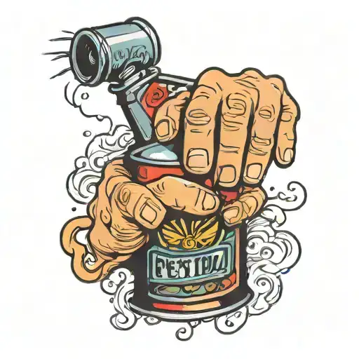 petrol can and fist punching tattoo design idea