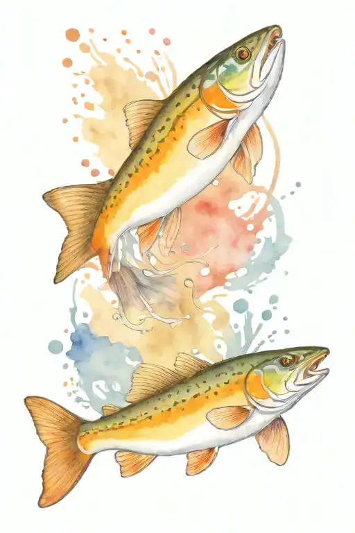 Brook Trout jumping tattoo design idea