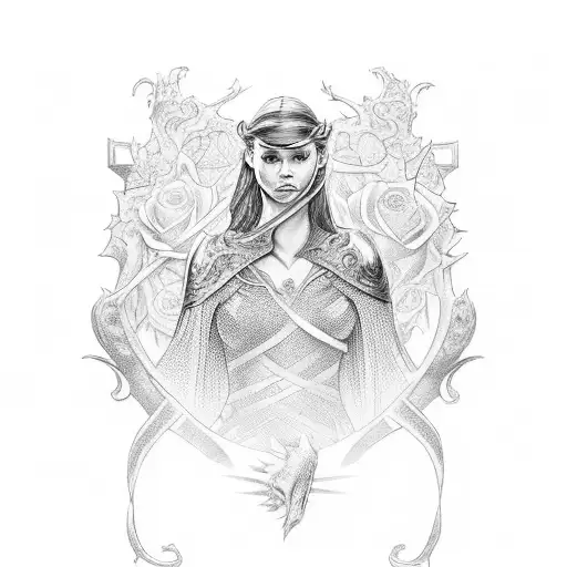 A scene from A Court of Thrones and Roses with Feyre and Rhysand tattoo design idea