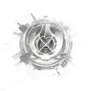An abstract representation of the Mass Effect galaxy tattoo design idea
