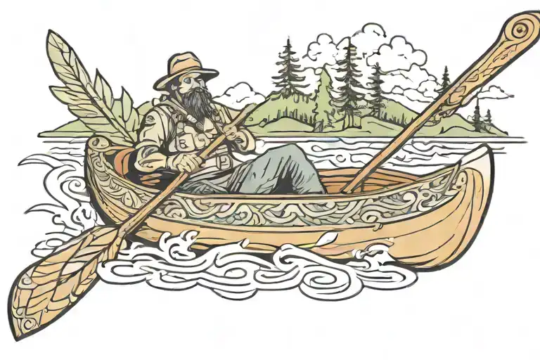 grand lake stream canoe tattoo design idea