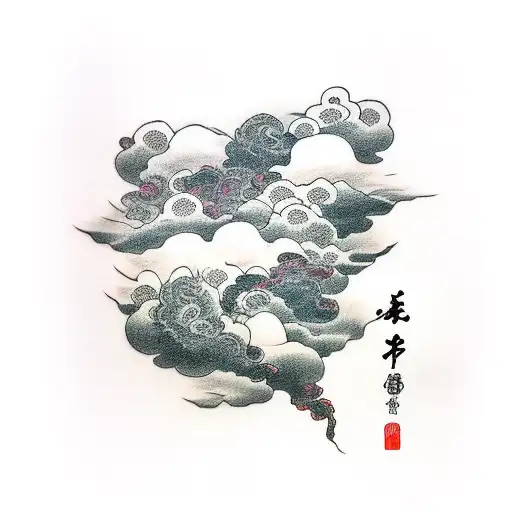 Cloud, Dark line, thick line, ink tattoo design idea