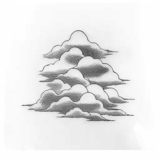 one Cloud, Dark line, thicker line, black ink, minimal desgin tattoo design idea