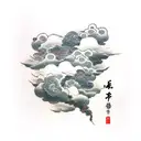 Cloud, Dark line, thick line, ink tattoo design idea