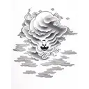 Cloud, Dark line, thick line, ink tattoo design idea