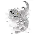 Cloud, Dark line, thick line, ink tattoo design idea