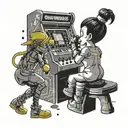 bart simpson playing arcade machine with grey shadow chun li vs leona heidern fighting tattoo design idea