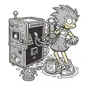 bart simpson playing arcade machine with grey shadow chun li vs leona heidern fighting tattoo design idea