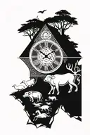 Noahs Ark clock face morphing tattoo design idea