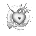 a heart with a text inside it(R U MINE?) tattoo design idea