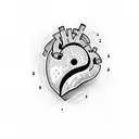 a heart with a text inside it(R U MINE?) tattoo design idea