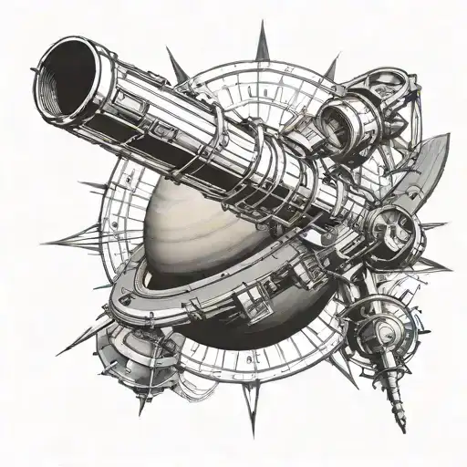 a telescope pointing at the saturn tattoo design idea