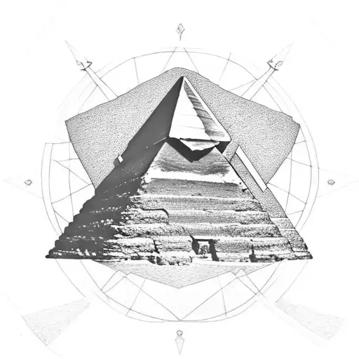 simple egyptian pyramid with a bricks and with an eye in the center of it tattoo design idea