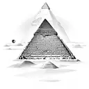 simple egyptian pyramid with a bricks and with an eye in the center of it tattoo design idea