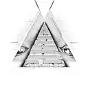 simple egyptian pyramid with a bricks and with an eye in the center of it tattoo design idea