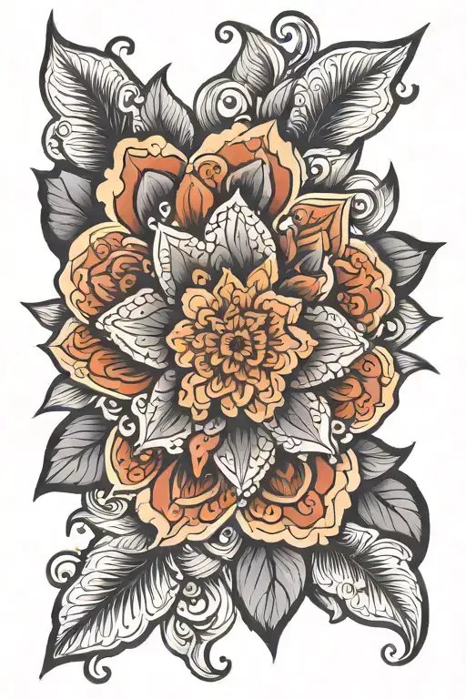 floral mandala design inspired tattoo design idea