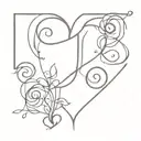 Letter J with hearts tattoo design idea