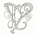 Letter J with hearts tattoo design idea