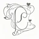 Letter J with hearts tattoo design idea