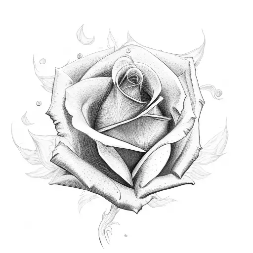 rose on fire tattoo design idea