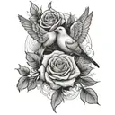 doves roses clouds surrounding tattoo design idea