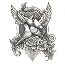 doves roses clouds surrounding tattoo design idea