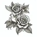 doves roses clouds surrounding tattoo design idea