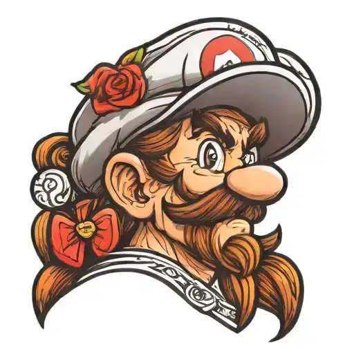 mario hat on top tattoo design idea