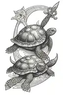 Tarot card with turtle holding commando dagger tattoo design idea