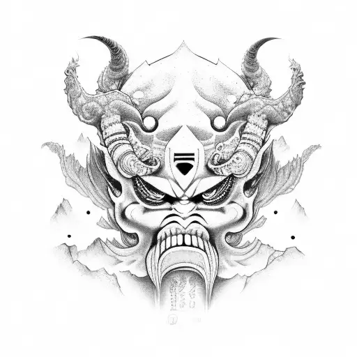 mascara oni y viuda negra tattoo design idea