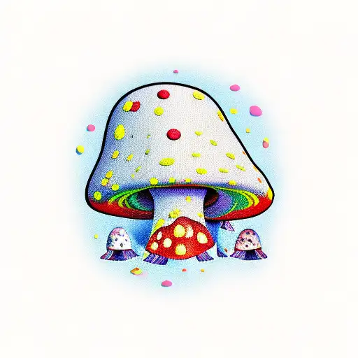 magic mushroom tattoo design idea